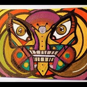 Abstract Butterfly Wall Art in Multicolor